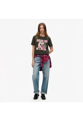 Superdry Camiseta Manga Corta Para Mujer Lo-Fi Punk Poster Relaxed Tee Superdry