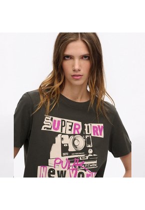 Superdry Camiseta Manga Corta Para Mujer Lo-Fi Punk Poster Relaxed Tee Superdry