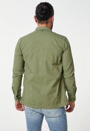 Camisa Verde Oliva-Blanco Superdry Vintage