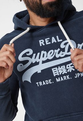 Hoodie Azul Navy-Blanco Superdry Vintage Logo