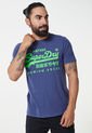 Camiseta Azul Navy-Verde Neón Superdry Vintage Logo Neon de Superdry