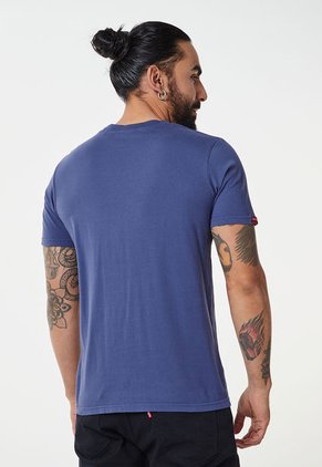 Camiseta Azul Navy-Verde Neón Superdry Vintage Logo Neon