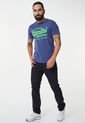 Camiseta Azul Navy-Verde Neón Superdry Vintage Logo Neon de Superdry