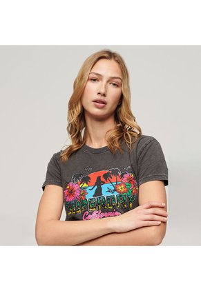 Superdry Camiseta Manga Corta Para Mujer Cali Sticker Fitted Tee Superdry