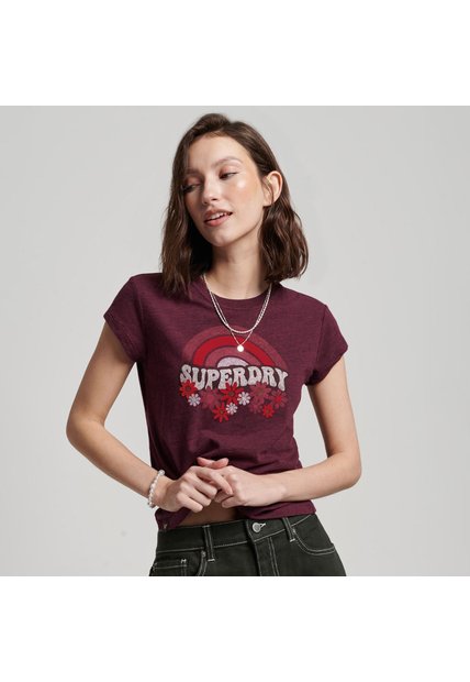 Superdry Camiseta Manga Corta Para Mujer Vintage 70'S Skinny Tee Superdry