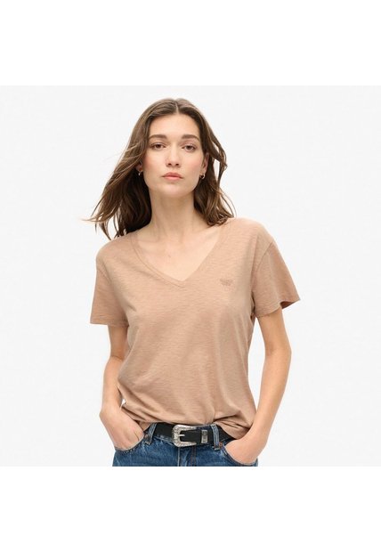 Superdry Camiseta Manga Corta Para Mujer Studios Slub Emb Vee Tee Superdry