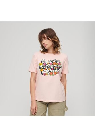 Superdry Camiseta Manga Corta Para Mujer 70'S Floral Script Logo Tee Superdry Superdry