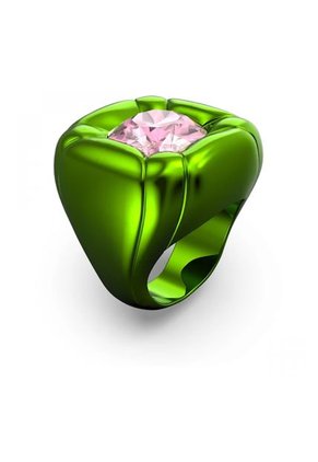 Anillo De Cóctel Dulcis, Cristales De Talla Cushion, Verde