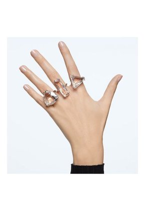 Anillo De Cóctel Mesmera Conjunto (3), Blanco, Baño De Rodio