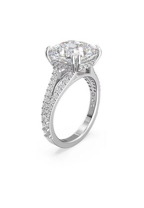 Anillo De Cóctel Constella Talla Cuadrada, Pavé, Blanco, Baño De Rodio