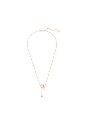 Colgante En Y Volta, Lazo, Rosa, Baño Tono Oro Rosa