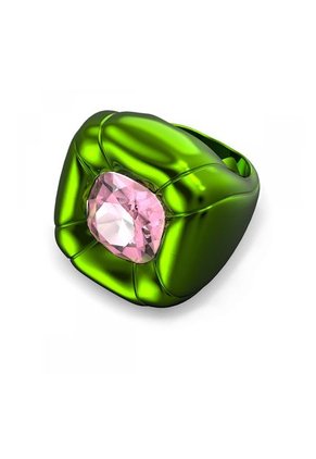 Anillo De Cóctel Dulcis, Cristales De Talla Cushion, Verde