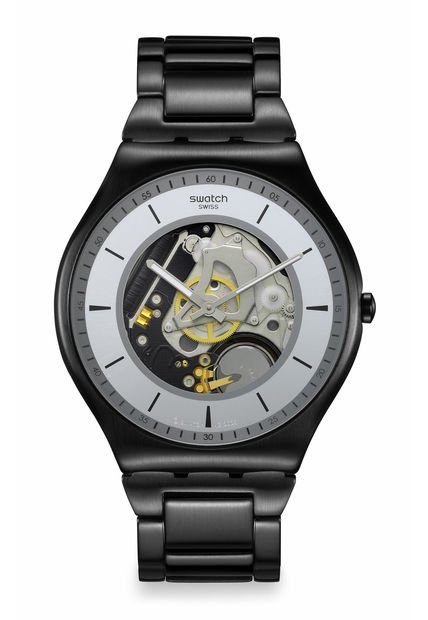Relojes Swatch Unisex TRAIN THE HANDS. Acero Inoxidable Negro SS07B113G