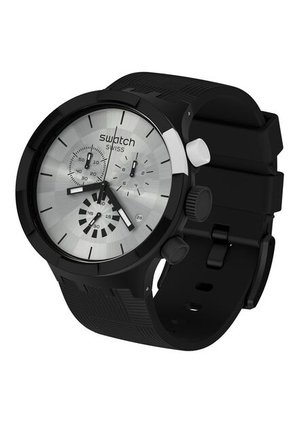 Reloj Swatch Unisex Chequered Silver. Silicona Negro SB02B404