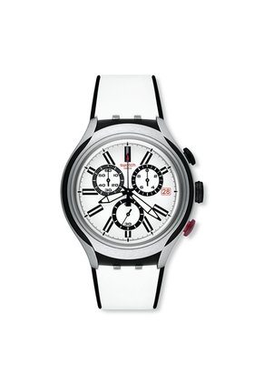 Reloj Swatch Unisex Black Wheel. Silicona Blanco YYS4005