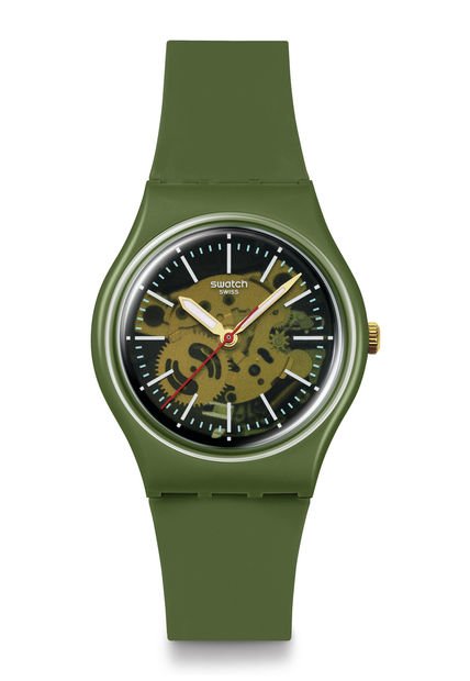 Relojes Swatch Unisex THRU THE GREENERY. Plástico Verde SO28G110