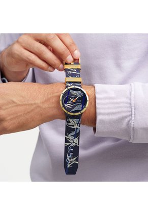 Relojes Swatch Unisex Blue And Golden Lithe Dancer. Silicona Azul SB05Z700