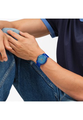 Reloj Swatch Unisex Brilliantly Blue. Silicona Azul SO29S102