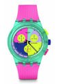 Relojes Swatch Unisex NEON FLASH ARROW. Silicona Rosado SUSG408 de Swatch