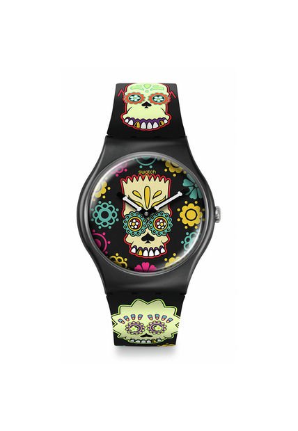 Relojes Swatch Unisex D'OH OF THE DEAD. Silicona Negro SO29Z135