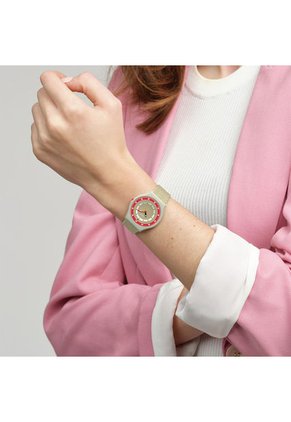 Relojes Swatch Unisex CORAL DUNES. Cuero Beige SS09T102