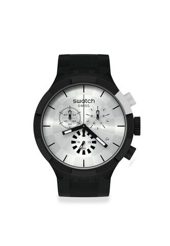 Reloj Swatch Unisex Chequered Silver. Silicona Negro SB02B404 Swatch