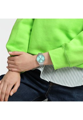 Relojes Swatch Unisex THE GLOW OF IRONY. Acero Inoxidable Plateado SYXS155G