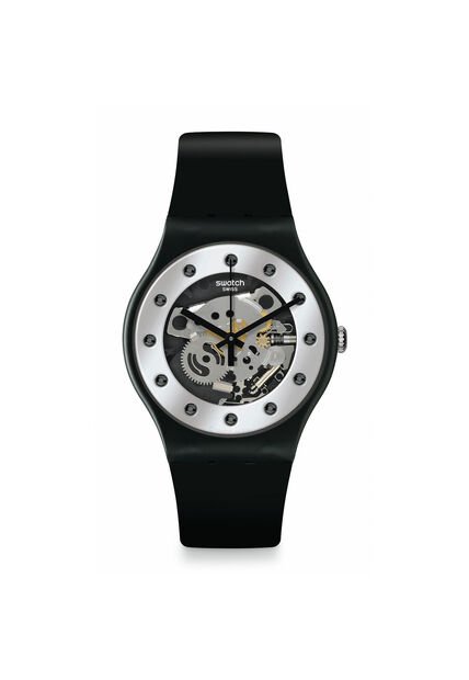 Reloj Swatch Unisex Silver Glam. Plástico Negro SO29B109