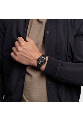 Reloj Swatch Unisex Silver Glam. Plástico Negro SO29B109