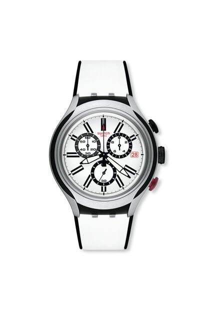 Reloj Swatch Unisex Black Wheel. Silicona Blanco YYS4005