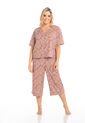Conjunto Pijama Tipo Capri Estampado Animales del Bosque Tania Taupe de Tania