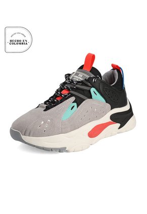 Tenis Sneakers Hombre Gris-Negro Tellenzi Tokio