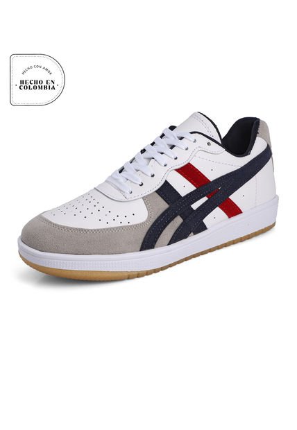 Tenis Lifestyle Blanco-Gris-Azul-Rojo Tellenzi