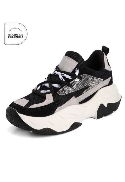 Tenis Lifestyle Negro-Gris-Blanco Tellenzi