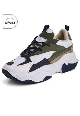 Tellenzi - Tenis Lifestyle Blanco-Verde-Beige Tellenzi