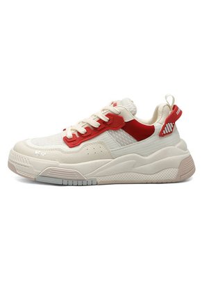 Tenis Sneakers Dama Beige-Rojo Tellenzi D711