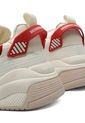 Tenis Sneakers Dama Beige-Rojo Tellenzi D711 de Tellenzi