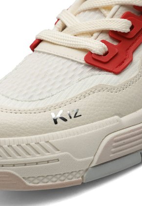 Tenis Sneakers Dama Beige-Rojo Tellenzi D711