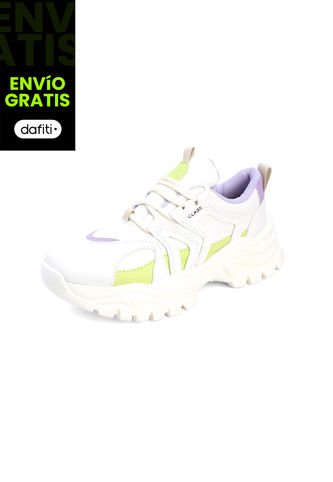 Tenis Sneakers Dama Crema-Lila Tellenzi 139 Tellenzi