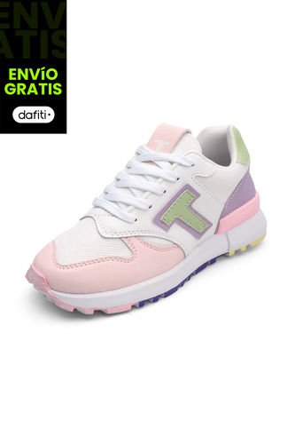 Tenis Sneakers Dama Blanco-Rosa Tellenzi 4844 Tellenzi
