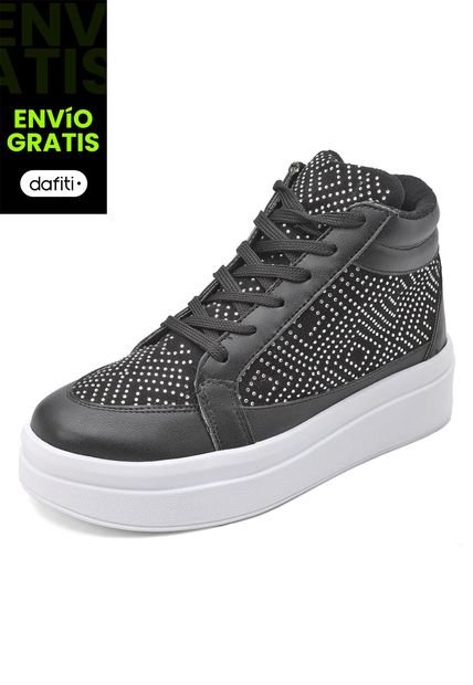 Tenis Tipo Botin Dama Negro Tellenzi 1032