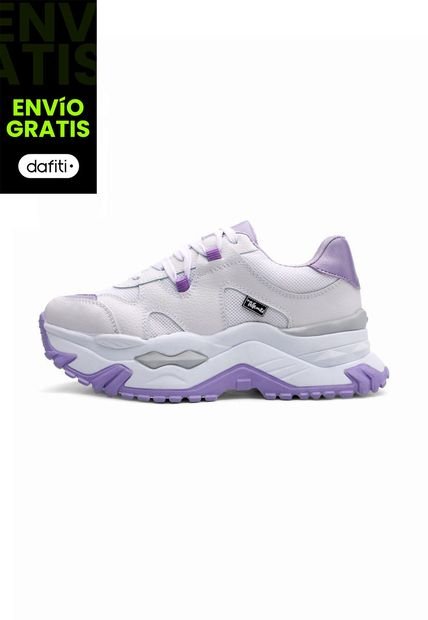 Tenis Sneakers Dama Blanco-Lila Tellenzi 4858