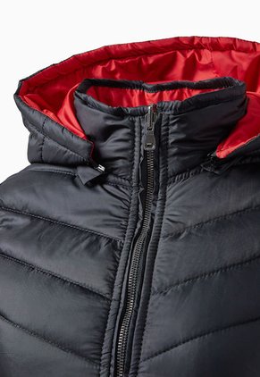 Chaqueta Mujer Corta Acolchada, Combinada Rojo-Negro Tellenzi Amelia