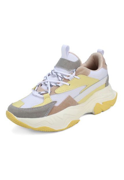Tenis Sneakers Dama Blanco*Amarillo Tellenzi 889