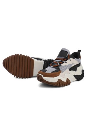 Tenis Sneakers Dama Miel-Negro Tellenzi 889