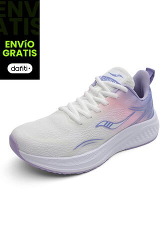 Tenis Running Mujer Blanco-Lila Tellenzi D-053 Tellenzi