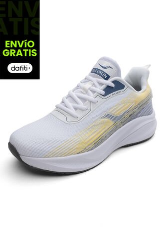 Tenis Running Hombre Blanco-Amarillo Tellenzi H-012 Tellenzi