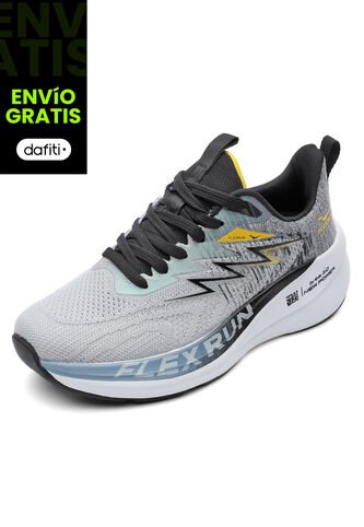 Tenis Running Hombre Gris-Amarillo Tellenzi H-032 Tellenzi