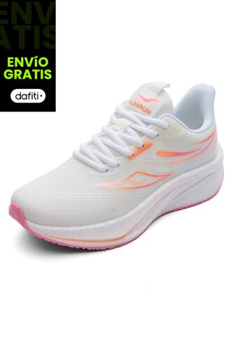 Tenis Running Mujer Blanco-Rosa Tellenzi D-039 Tellenzi