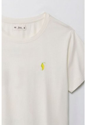 Tennis Camiseta Con Estampado En Frente Y Espalda Crudo Para Mujer